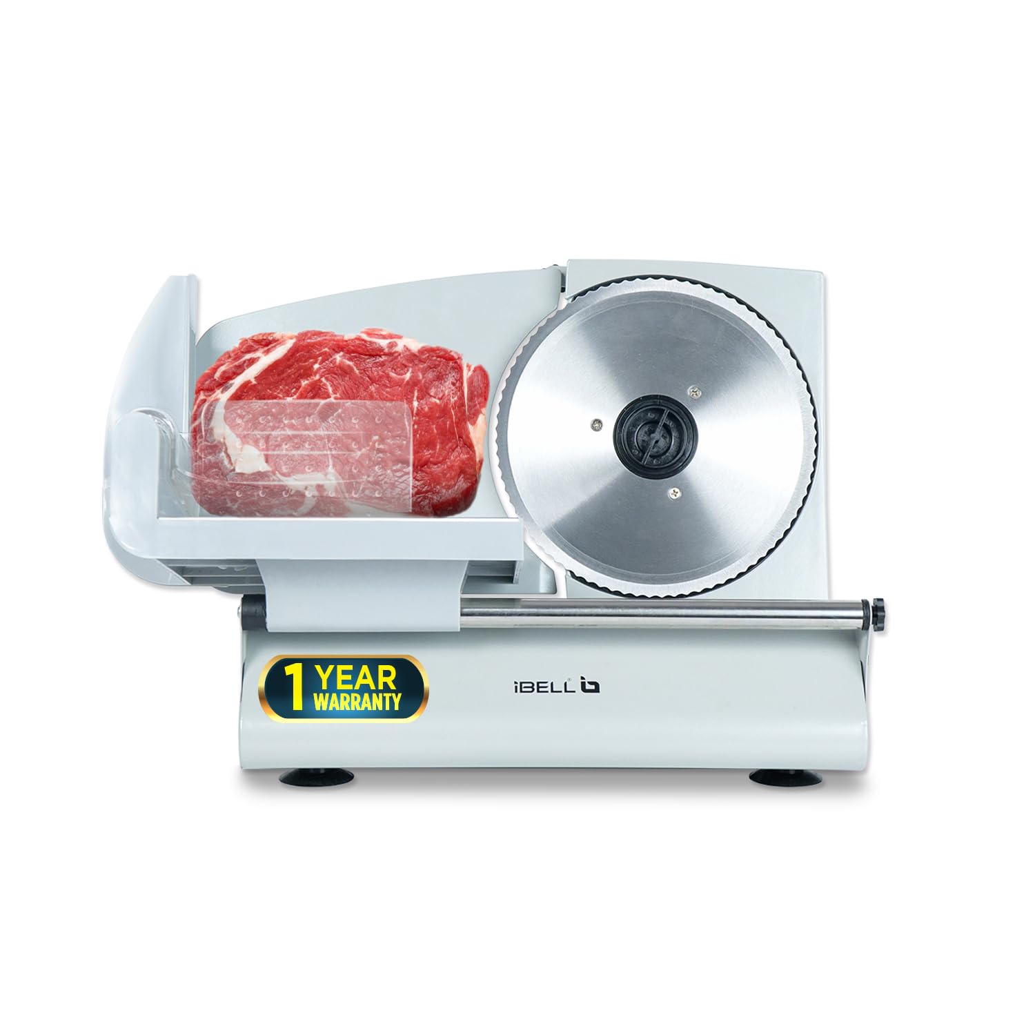 iBELL MS2330M Electric Meat Slicer, 1000W, Heavy Duty Slicing Machine with Stainless Steel Blade for Boneless Meat/Bread/Cheese/Vegetables (Silver)