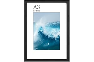 FamiPrts A3 Picture Frame, Wooden A3 Frames, Versatile Black Frame, Dual Orientation (Landscape/Portrait), Includes Wall Hooks - Wall Mount for Home, Office, Gallery