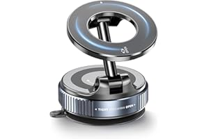 LIVERO Upgraded Vacuum Suction Magnetic Phone Holder, 360° Adjustable Foldable [20X N56 Magnets] Phone Mount for Car/Gym/Smooth Surface, Cell Phone Holder for iPhone 16 15 14 13 12 Pro Max, Black