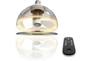 ZOTOYI Ventilatori da soffitto E27 con luci 1700lm, plafoniera a LED con ventilatore e telecomando luminosità regolabile 3000K, ventilatori da soffitto a velocità intelligente per soggiorno, magazzino