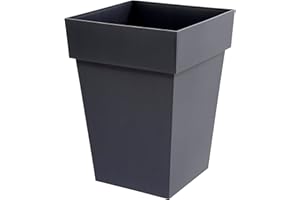 EDA - Pot de Fleur Carré Mi-Haut Toscane - Volume 51 L - 39 x 39 x H.53 cm, Gris Anthracite