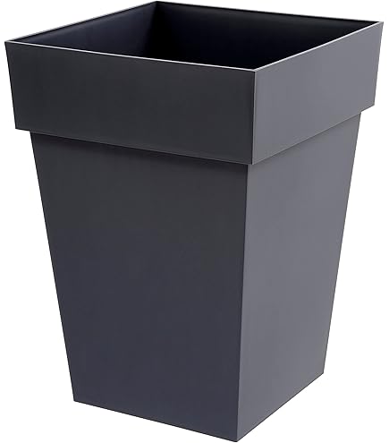 Lot De 2 Jardinières Rectangulaires 46cm - 9 Litres, Anthracite, Avec Soucoupe, Pour Balcon Terrasse