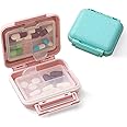 OPULENO Travel Pill Organizer, 6 Compartments Portable Pill Case, 2 Pcs Medicine Vitamin Container for Vitamins, Cod Liver Oil, Supplements and Medication, Pink and Blue