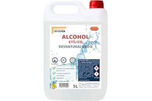 PROQUIMAR Alcohol Etílico Desnaturalizado 96º – 5 Litros | Uso Técnico | Limpieza de Superficies, Disolvente, Electrónica | No Apto Consumo Humano | Envase de Seguridad