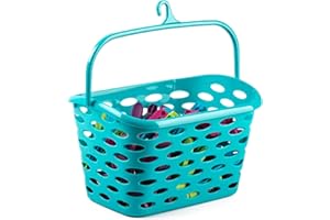 ACAN Tradineur - Cesta para Pinzas con Gancho en la asa - Fabricado en plástico - Artículo de Limpieza - 21 x 26 x 15 cm - Color Surtido (Azul - Rojo - Verde)