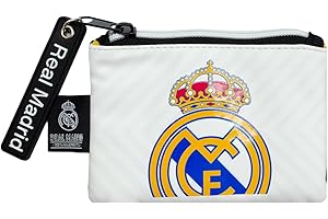 MS MÓVIL SHOP Monedero Cuadrado Real Madrid | Diseño Oficial HALA Madrid | Compacto y Ligero | Cierre con Cremallera | Ideal para Monedas, Llaves y Uso Diario | Producto Oficial