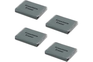 TEUENA 4 Pieces Kneaded Art Eraser, Grey Soft Durable Sketch Putty Rubber, Grey Kneaded Eraser Putty Rubbers, Kneadable Rubber Eraser Set for Artists, 3.6x3.6x0.6cm
