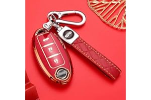 HIBEYO Smart Car Key Case Fits for Nissan Protective Case Key Cover TPU Silicone for Nissan Qashqai Juke X-Trail Micra Murano Infiniti Control Key Protection Case Keychain Key Chain-A Red