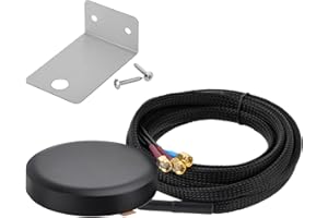 Superbat Antena Combinada GPS+4G LTE Doble con Montaje de Tornillos, Antena SMA con Malla Trenzada para Router Industrial, Gateway Modem, Rastreador GPS 4G LTE para Vehículo/Automóvil etc