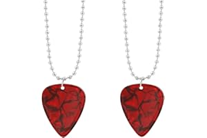NEORESER Collar con colgante de púa de guitarra,colgante de rubí,collar extraño de horror Things,collar de púa de guitarra,Rock Music Necklace Gifts for Kids Girls Teens Women Men,3 x 2,6 cm-2 pendientes