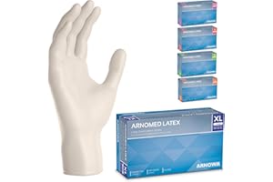 ARNOMED 100x Guanti lattice monouso XL Bianco, Guanti monouso senza polvere, Guanti usa e getta resistente, Per meccanico, pulizia casa, alimenti e tattoo XS, S, M, L, XL