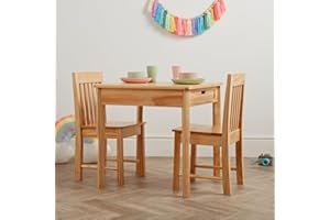 Haus Projekt Silla y Mesa Infantil (Age 3-8) Pino Mesa Infantil con Sillas, 2 Cajones, Muebles Infantiles de Madera Premium, Sillita y Mesa Infantil, Guarda Juguetes, Mesa de Comedor con 2 Sillas