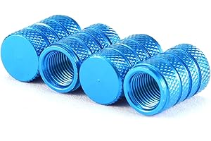 QZKJQDD 4 Pcs Tyre Valve Caps, Metal Car Dust Caps, Aluminum Tire Valve Stem Caps, Universal Tyre Valve Caps, With sealing ring, for Motorbike, Trucks, Bike, Electric Scooter, Car (Sky Blue)
