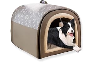PING BU Cama grande para perros 2 en 1, cueva calmante para mascotas, impermeable, extraíble, antiansiedad, con cojín, base antideslizante para exteriores, cama para perros para gatos de interior (C, 75 x 50