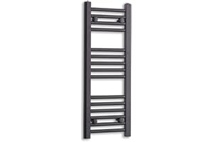 companyblue 300mm Wide Black Heated Towel Rail Radiator Flat Ladder for Stylish Bathroom (800mm High)