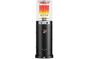 RYUHIC Gas Patio Heater - Easy Ignition - 13kW Propane Commercial Outdoor Heaters for Garden & Patio Heating - Portable Wheels, Regulator & Hose