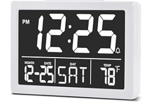 SZELAM Alarm Clock, Digital Clock,5.5 "Larger Display LED Electric Digital Clock,6 Brightness Levels,Volume Adjustable,Date Temperature Display Table Clock for Bedside Desk Bedroom