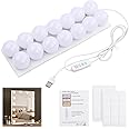 Pagezol 14 Bulbs Hollywood Style LED Makeup Lights with USB Cable, Vanity Mirror Lights Kits, 3 Colour Changing & 9-Level Brightness, Make up Light for Dressing Table Room, Bathroom, Bedroom