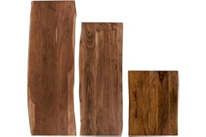 trelevo Waschtischplatte 100x60 cm, Akazienholz massiv 26mm, Tischplatte nussbaumfarben, Baumkantenplatte als Waschtisch für Aufsatzwaschbecken