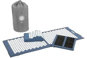 ‎BODHI Bodhi VITAL Akupressurmatte XL Deluxe-Set SPIKY | Günstiges Set aus Massagematte, Kissen & Fußmatte mit Tasche | Matte zur Entspannung von Nacken & Rücken | Anregung der Fußreflexzonen | blau