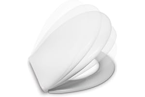 ESTOLI Tapa Wc Amortiguada - Compatible Forma O Universal - Cierre Lento Suave - Fácil Instalación y Limpieza - Asiento Inodoro Soft Close - 43 x 36 x 5,5 cm