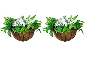 Nuptio 2 Piece Hanging Basket Planter Basket Hanging Baskets for Plants, Hanging Planters Outdoor, Hanging Basket for Garden Decorations Flower Pot Wall Hanging Baskets Outdoor