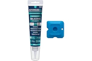 ADVANCEDSIL Silicone Sealant – Kitchen & Bathroom Silicone Sealant with Finishing Tool for a Smooth & Professional Finish | Waterproof & Anti-Mould Protection - 120g (WHITE, 120g)