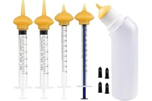 Gufastoe Biberon Chaton Mamelon en Silicone avec Bouteille et seringues pour Chiot, Chien, Chat ou Autres Animaux de Compagnie (modèle 1)