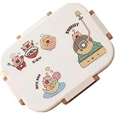 Vagonlife Bento 600ml Lunchbox Capybara Desenli Tek Katlı 2 B&ouml;lmeli Paslanmaz &Ccedil;elik Sefer Tası Yemek Kutusu (Yemek)
