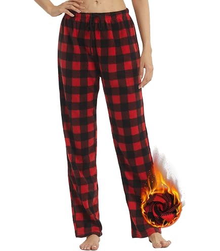 Pantalon Pyjama Femme Ajustable - Cordon De Serrage, Motif Carreaux, Doux Et Chaud Pour L'hiver
