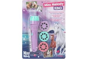 Depesche 12058 Miss Melody - Lampe de Poche pour Enfants avec 3 projecteurs interchangeables et 8 Motifs de Chevaux chacun, Lampe Mobile pour Tableaux muraux, Piles incluses