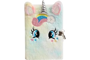 PESLNG Diario Segreto Bambina - Diario con Lucchetto, Ideale per la Scuola e Come Regalo per il Ritorno a Scuola e Occasioni Speciali (Unicorno con grandi occhi, colore chiaro, Multi)