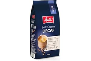‎MELITTA Melitta BellaCrema Decaf Ganze Kaffee-Bohnen entkoffeiniert 1kg, ungemahlen, Kaffeebohnen für Kaffee-Vollautomat, koffeinfrei, milde Röstung, geröstet in Deutschland, Stärke 3