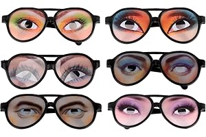 Toyvian 6pcs Funny Party Glasses with Eyes Random Mischief Patterns Party Sunglasses for Kids Adults Halloween Decorations and Fancy Dress Costume Accessories