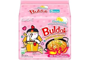 SPIRITCROWD Korean Carbonara Buldak Hot Chicken Flavour Ramen Instant Noodles Hochi Halal 130g (Pack of 5)
