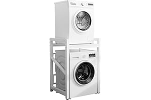 EUNEWR Waschmaschinenschrank, Waschmaschinenregal mit 3 Höhenverstellbar, regal über waschmaschine für Trockner und Waschmaschine (Weiß)