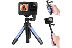 WRTEEASE 23cm/Inch Mini Tripod Selfie Stick for Camera,Webcam Stand,Compatible with Action Cameras Gopro EK7000/EK7000 Pro/Brave 7/Brave 8/V50X/V50 Pro/V50 Elite/Brave 4 Pro/Brave 7 LE & Other Action (BLUE)