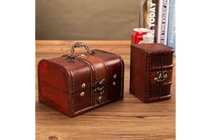 PIGPIGFLY 2 Cassetta Legno Vintage, Scrigno del Tesoro Vintage, Festa di Compleanno Dei Bambini del Forziere del Tesoro, Cassettine Legno Piccole/Scrigno Legno