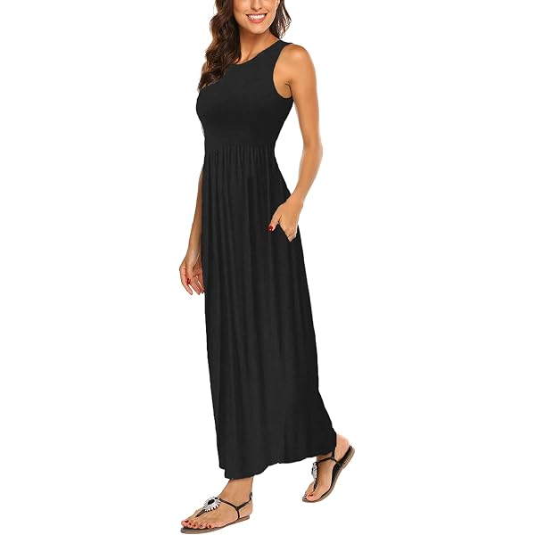 OSTOO Women's Boho Floral Maxi Dress - Sleeveless, Tiered, Flowy Long Dress, Blue, Size XL, Summer Casual