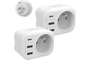 VINTAR 2PC Adaptateur Prise Americaine USA Canada Française Adaptateur de Voyage avec 2 USB-A et 1 USB-C 3A, Adaptateur Prise France vers USA Canada Mexique Thaïlande, Type B