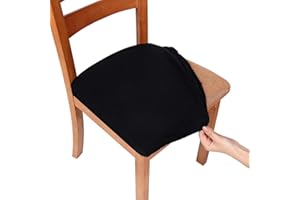 smiry Stretch Chair Seat Covers for Dining Room, Black 1PC Jacquard Dining Chair Seat Cushion Protectors Chair Slipcovers