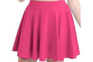 LUXE DIVA Girls Skater Skirt Flared High Waisted Flippy Stretch Mini Tutu Fancy School Skirts 5-14 Years
