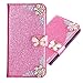Produktbild 3D Butterfly Bling Glitter Glitzer Diamond Musterg Ledertasche Slim Retro Bookstyle mit Standfunktion Karteneinschub Magnetverschluss Flip Wallet Hülle Schutzhülle für Samsung Galaxy A8 Plus 2018