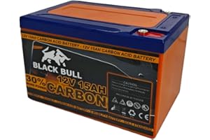 FORÇA BlackBull Lead Gel Battery 12 V 15 Ah Replaces 12 Ah Lead Battery for Carbon Type E-Scooter
