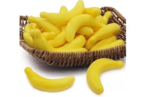 Tuxiaobu Banane artificiali per decorazione, realistiche, in plastica, decorazione per cucina, casa, festa di Natale, pub, tavolo, cestino, fotografia, 30 pezzi