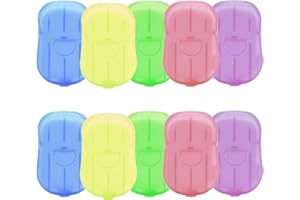 ERIOSCAR 10 Boxes Paper Soap Sheets, Portable Hand Soap Flakes, Mini Scented Slice Sheets, Disposable Washing Paper Soap with Slide Storage for Travel & Outdoor Activities