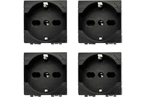 Voltix 4 Pezzi Presa Schuko 2P+T 16A, Compatibile con Bticino Living Light e Living International, Colore Nero, Alta Qualità (4 Pezzi Presa Schuko)