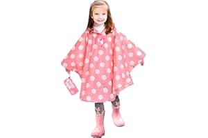 LAMA Poncho de pluie pour enfants, imperméable pour filles, veste de pluie légère pour enfants, vêtements de pluie réutilisables, cape de pluie avec capuche, imperméable pour vélo, randonnée