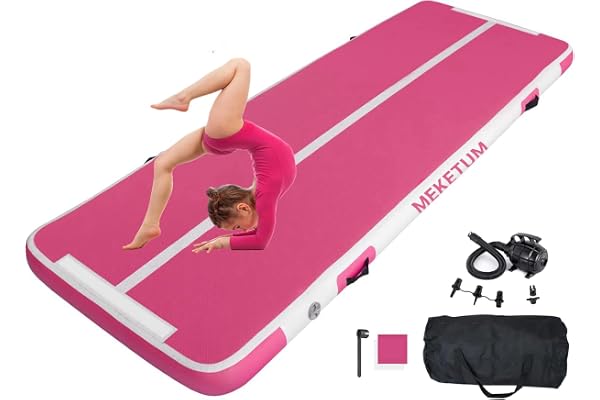 MEKETUM Air Track Tapis de Gymnastique Rythmique Gonflable 2m 3m 4m 5m Epais 10/20cm pour la maison, l'entraînement, le tumbling, le yoga, l'extérieur, le fitness