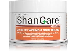 iShanCare® Diabetic Wound Ulcer Cream - First Aid Healing Ointment, Natural Protective Ointment for Leg & Foot Ulcers, Venous Ulcers, Bed Sores, Pressure Sores and Septic Wounds